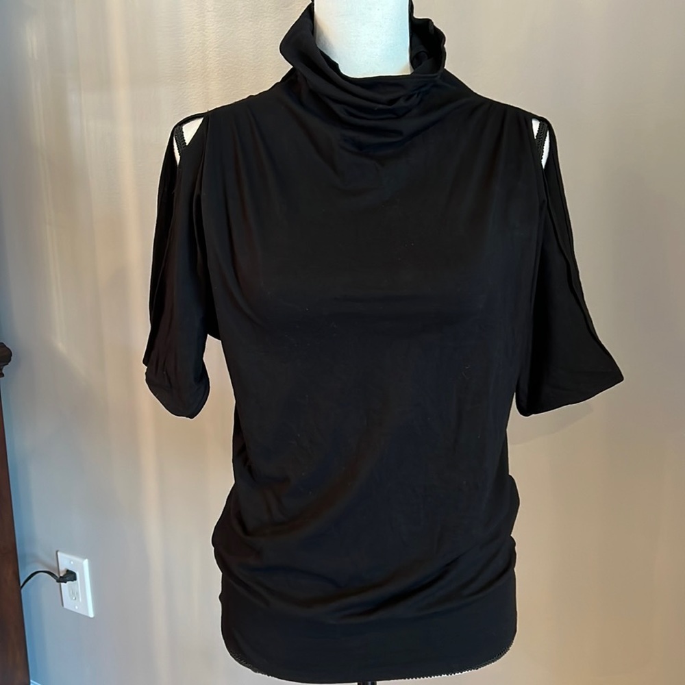 Cold shoulder slouch turtle neck